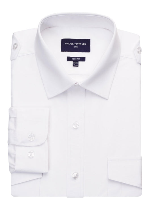 Ares Slim Fit L/S Pilot Shirt White
