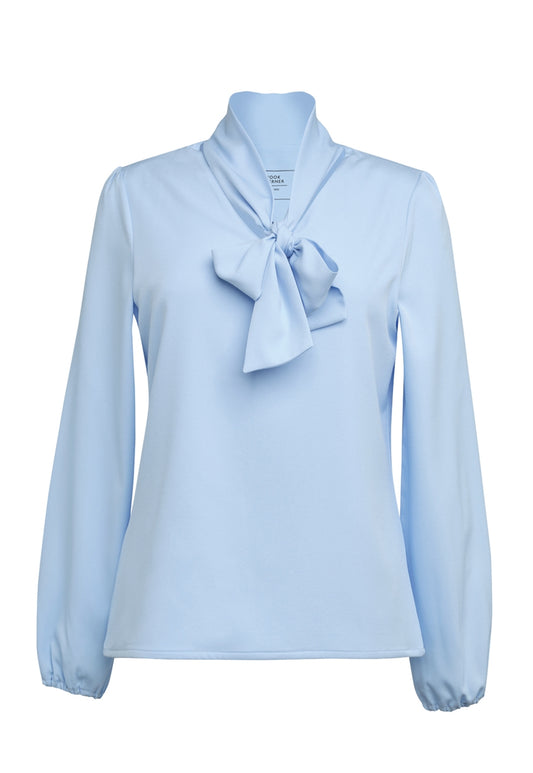 Andria Pussy Bow Blouse Sky Blue