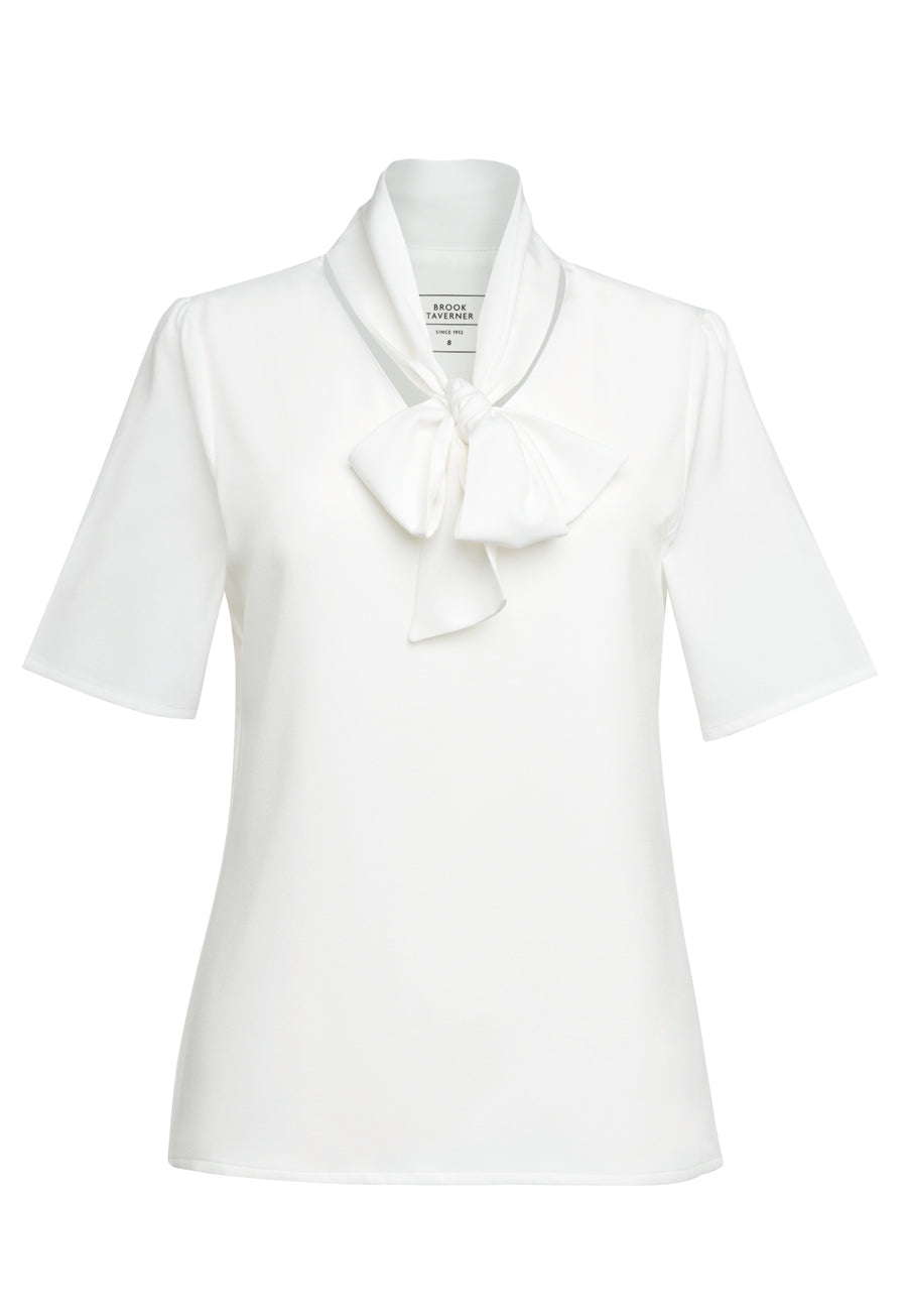 Flavia Pussy Bow Blouse White
