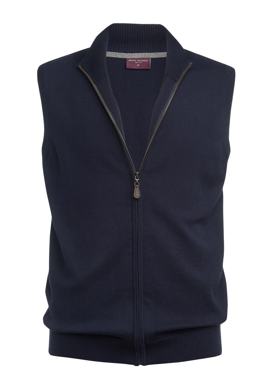 Lincoln Knitted Zip Gilet Navy